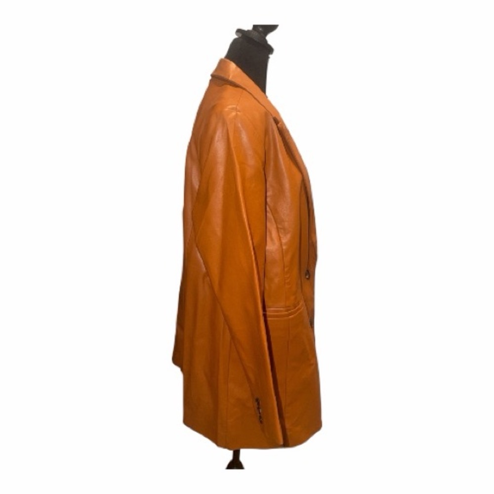 Eloquii Cognac Faux Leather Blazer Women’s Size 16 - Picture 5 of 9